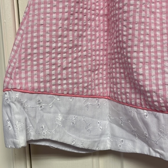 NEW Vintage Toddler Pink Plaid Seersucker White Eyelet Cottagecore Prairie Dress - Picture 3 of 7